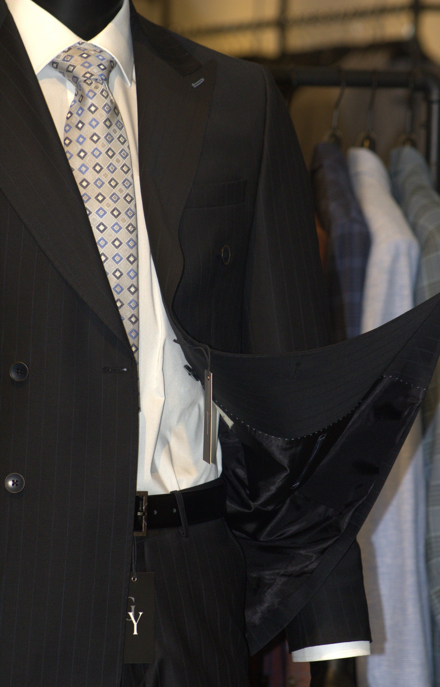 WOOL NOIR PIN STRIPE DOUBLE BREASTED