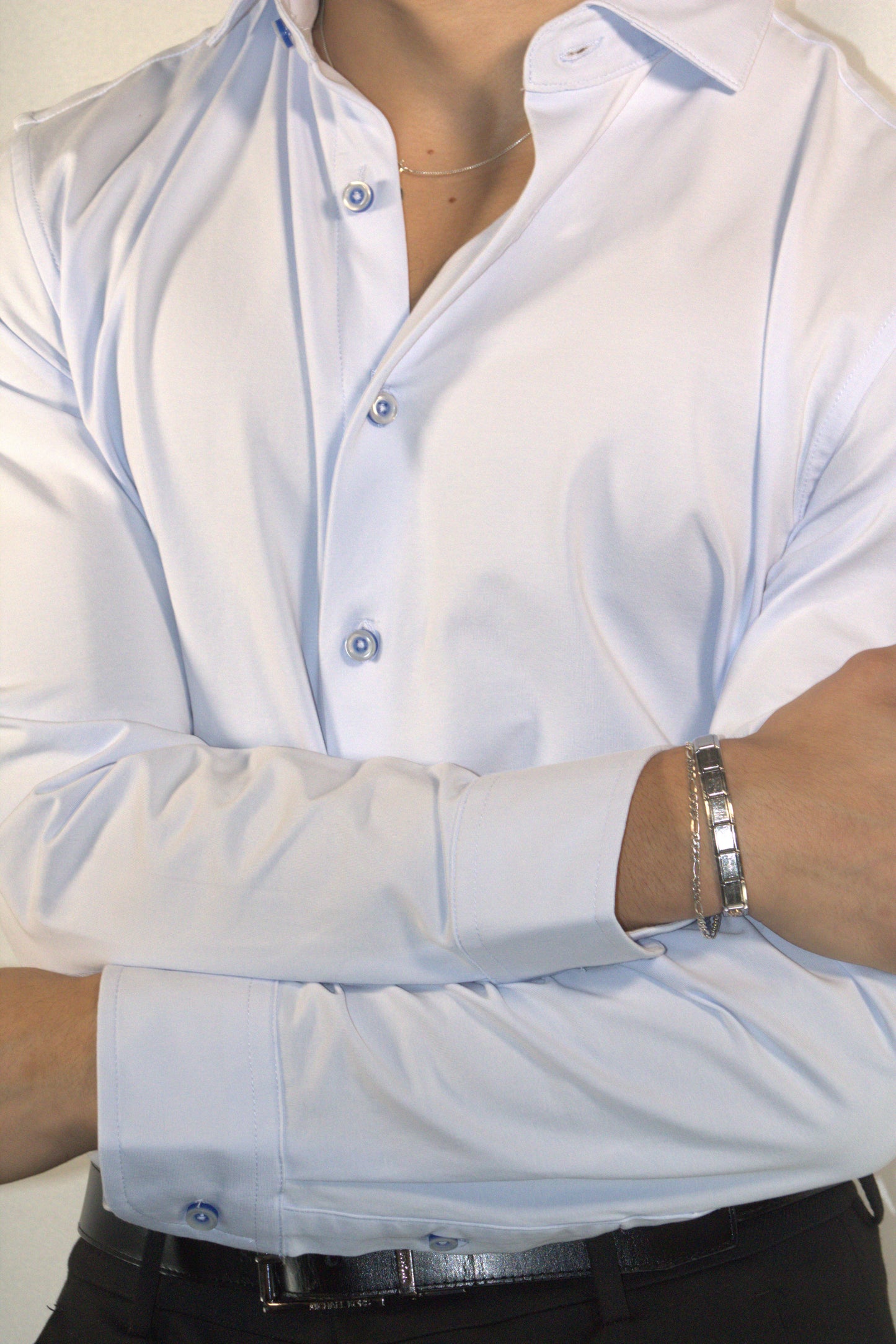 STRETCH COTTON LIGHT BLUE SHIRT