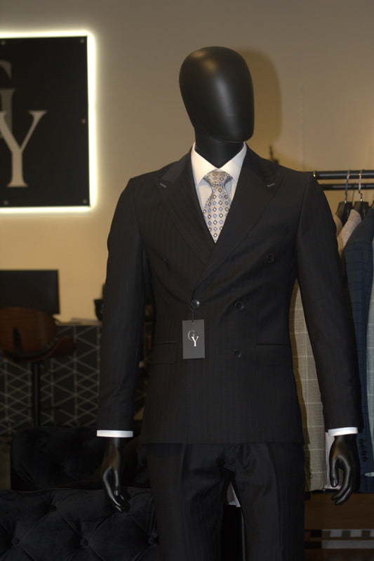 WOOL NOIR PIN STRIPE DOUBLE BREASTED