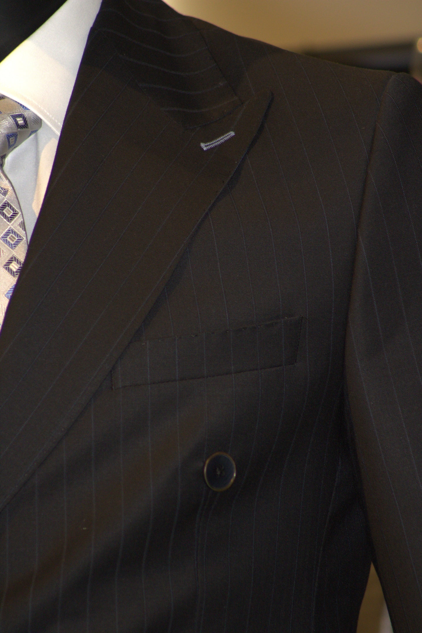 WOOL NOIR PIN STRIPE DOUBLE BREASTED