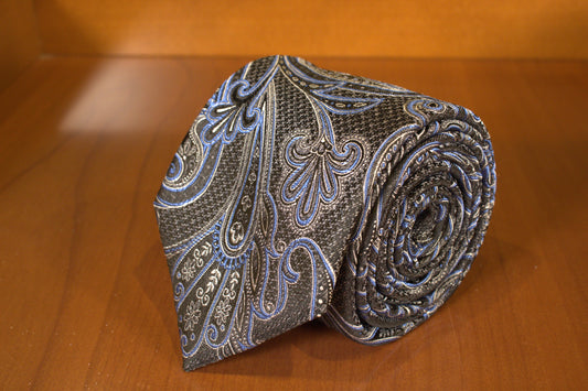 SILK PATTERN TIE BLUE NOIR