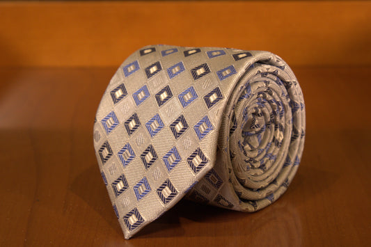 SILK SILVER BLUE PATTERN